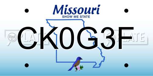 CK0G3F Missouri License Plate