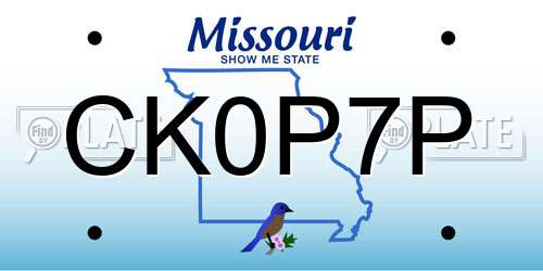 CK0P7P Missouri License Plate
