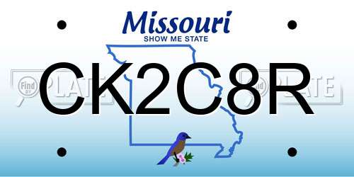 CK2C8R Missouri License Plate