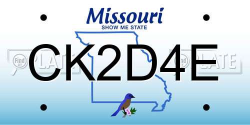 CK2D4E Missouri License Plate
