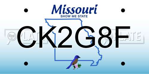 CK2G8F Missouri License Plate