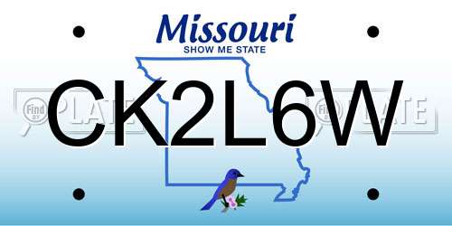 CK2L6W Missouri License Plate