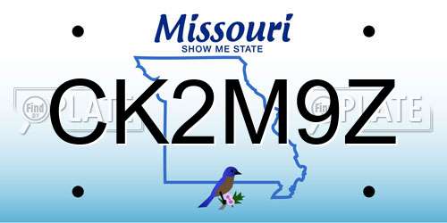 CK2M9Z Missouri License Plate