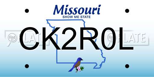 CK2R0L Missouri License Plate