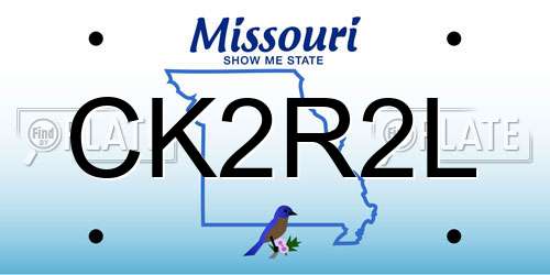 CK2R2L Missouri License Plate
