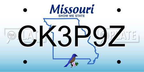 CK3P9Z Missouri License Plate