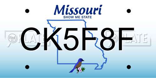 CK5F8F Missouri License Plate