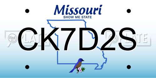 CK7D2S Missouri License Plate
