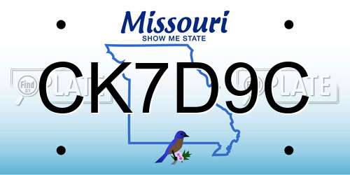 CK7D9C Missouri License Plate