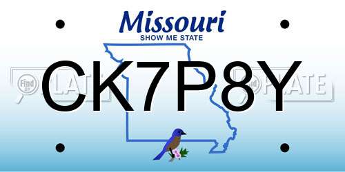 CK7P8Y Missouri License Plate