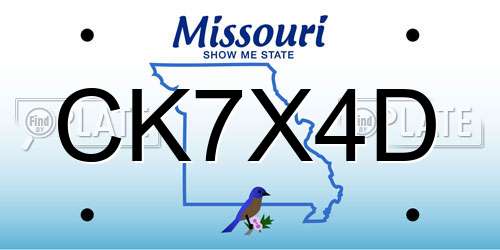 CK7X4D Missouri License Plate