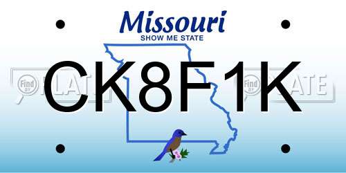 CK8F1K Missouri License Plate