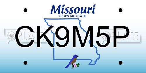 CK9M5P Missouri License Plate