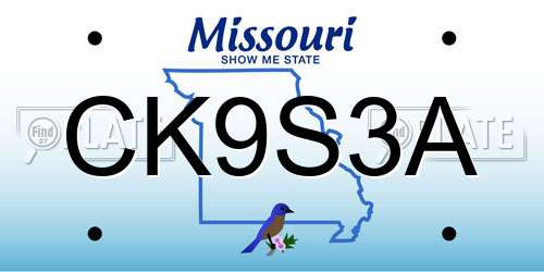 CK9S3A Missouri License Plate