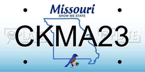 CKMA23 Missouri License Plate