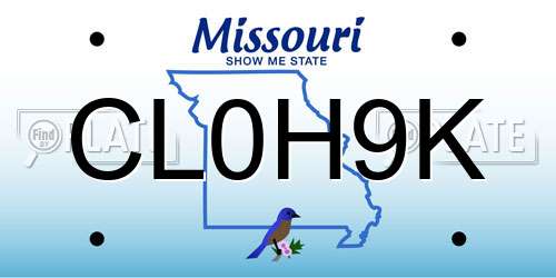 CL0H9K Missouri License Plate