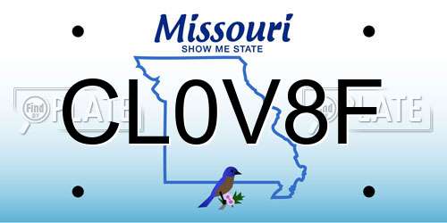 CL0V8F Missouri License Plate