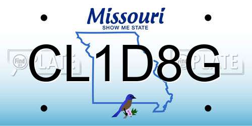 CL1D8G Missouri License Plate