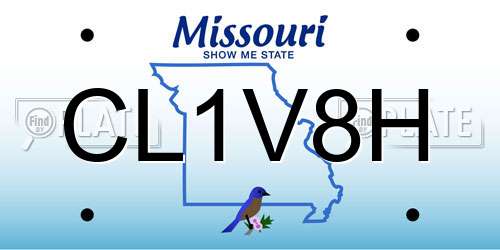 CL1V8H Missouri License Plate