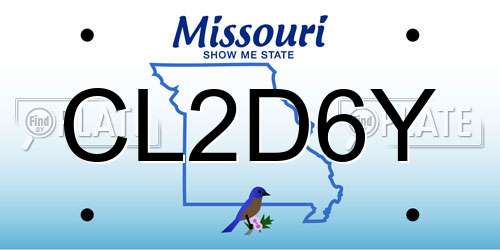 CL2D6Y Missouri License Plate