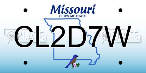 CL2D7W Missouri License Plate