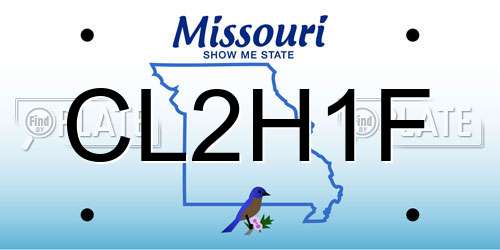 CL2H1F Missouri License Plate