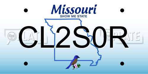 CL2S0R Missouri License Plate