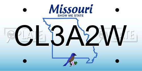 CL3A2W Missouri License Plate