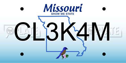 CL3K4M Missouri License Plate