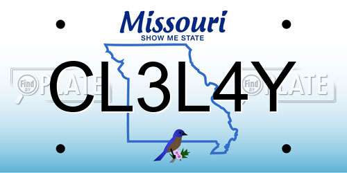 CL3L4Y Missouri License Plate