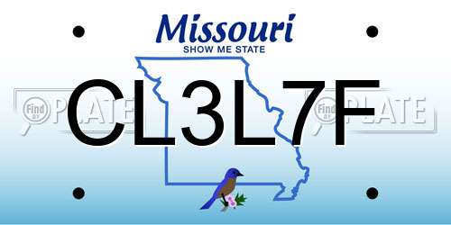 CL3L7F Missouri License Plate