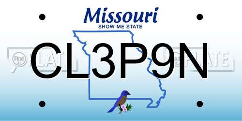 CL3P9N Missouri License Plate