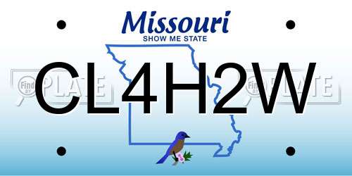 CL4H2W Missouri License Plate