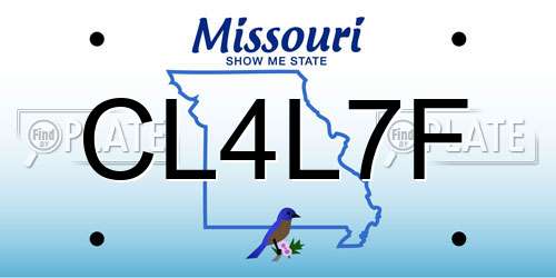 CL4L7F Missouri License Plate