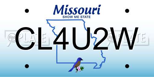 CL4U2W Missouri License Plate
