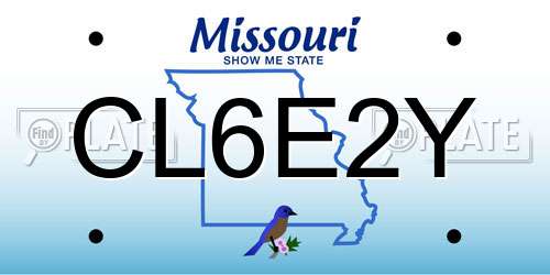 CL6E2Y Missouri License Plate