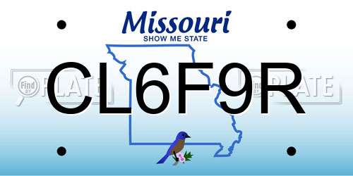 CL6F9R Missouri License Plate