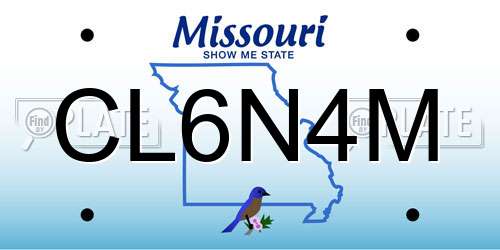 CL6N4M Missouri License Plate