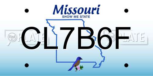 CL7B6F Missouri License Plate