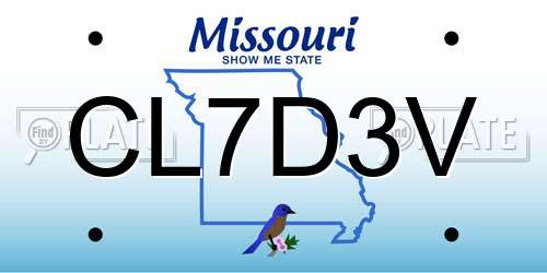 CL7D3V Missouri License Plate