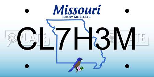 CL7H3M Missouri License Plate