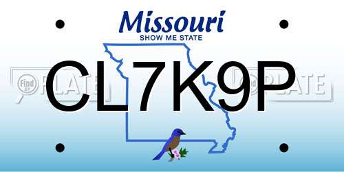 CL7K9P Missouri License Plate