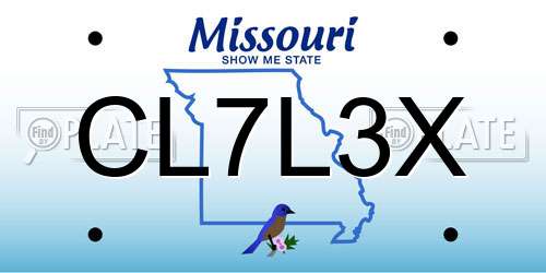 CL7L3X Missouri License Plate