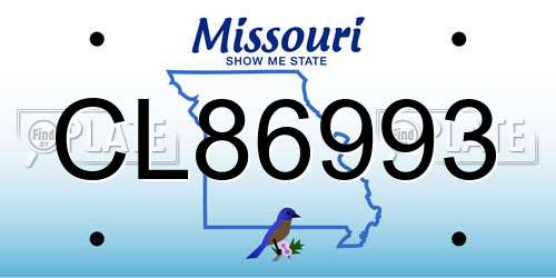 CL86993 Missouri License Plate