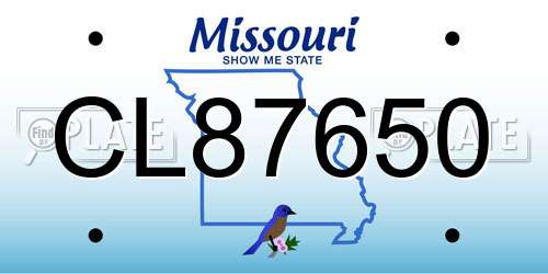 CL87650 Missouri License Plate