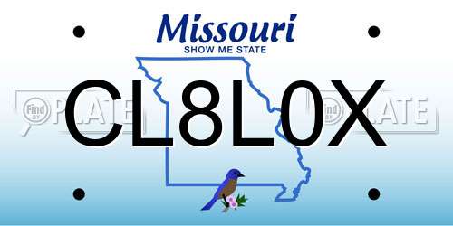 CL8L0X Missouri License Plate