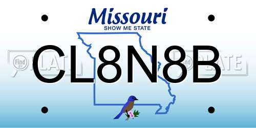 CL8N8B Missouri License Plate