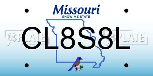 CL8S8L Missouri License Plate