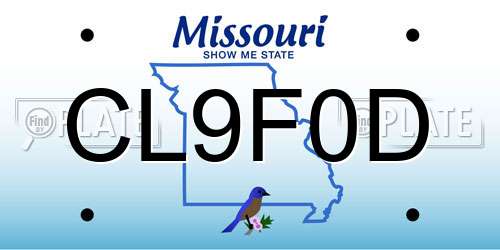 CL9F0D Missouri License Plate