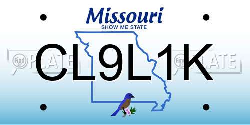 CL9L1K Missouri License Plate